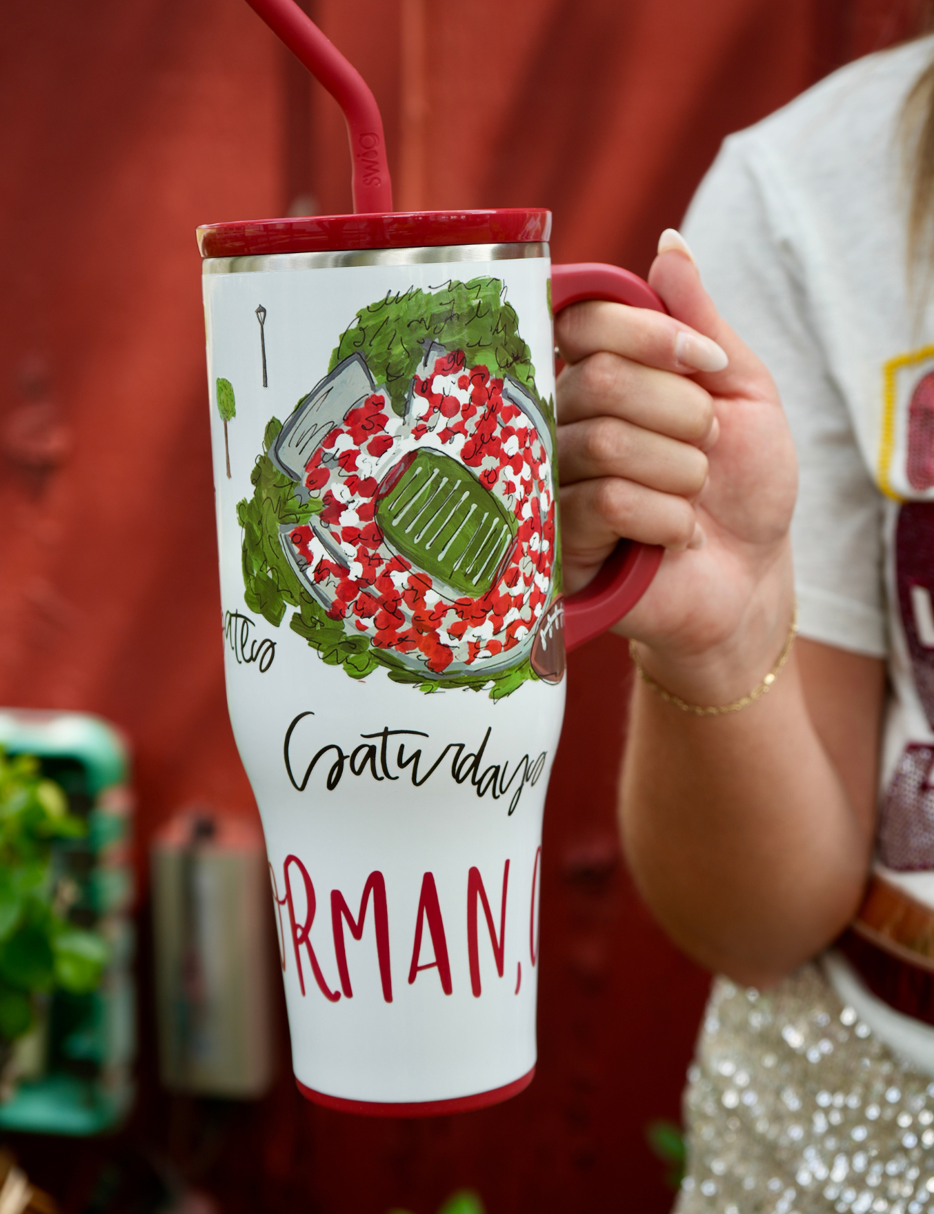 Saturdays In Norman Mega Mug Tumbler with Straw (40oz)