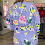 Colorblock Shell Collar Sweatshirt Indigo Queen of Sparkles