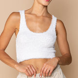 Sweater Fleece Razor Back Cropped Tank Snow White