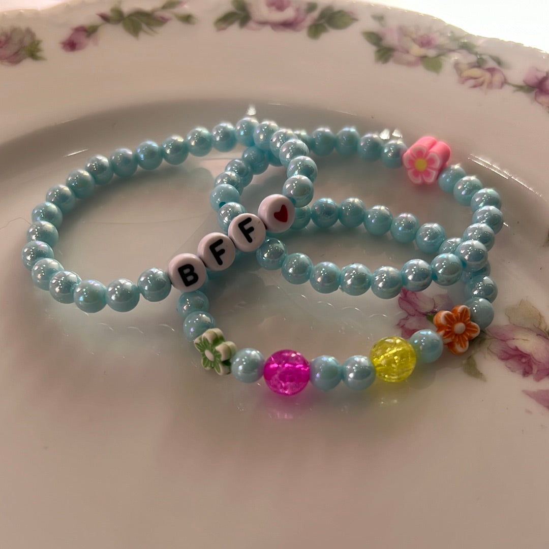 Beaded BFF Bracelet Set Light Blue