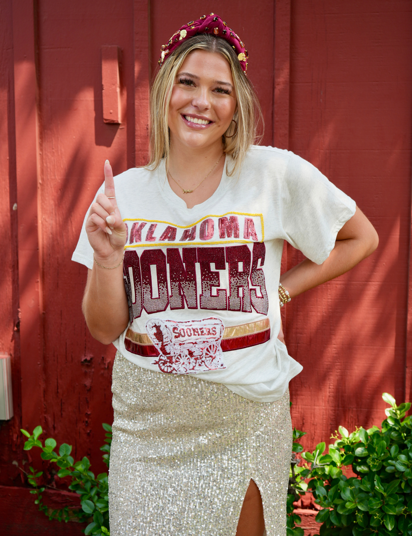 Oklahoma Sooners Licensed Vintage Tee - Grey [Queen of Sparkles]