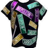 Metallic Nola Street Signs Tee - Black [Queen of Sparkles]