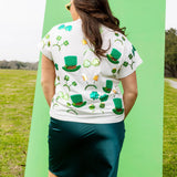 St. Patrick’s Day Sunglass, Hat & Headband Tee - White [Queen of Sparkles]