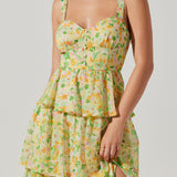 Midsummer Tiered Dress - Yellow Green Multi [ASTR]