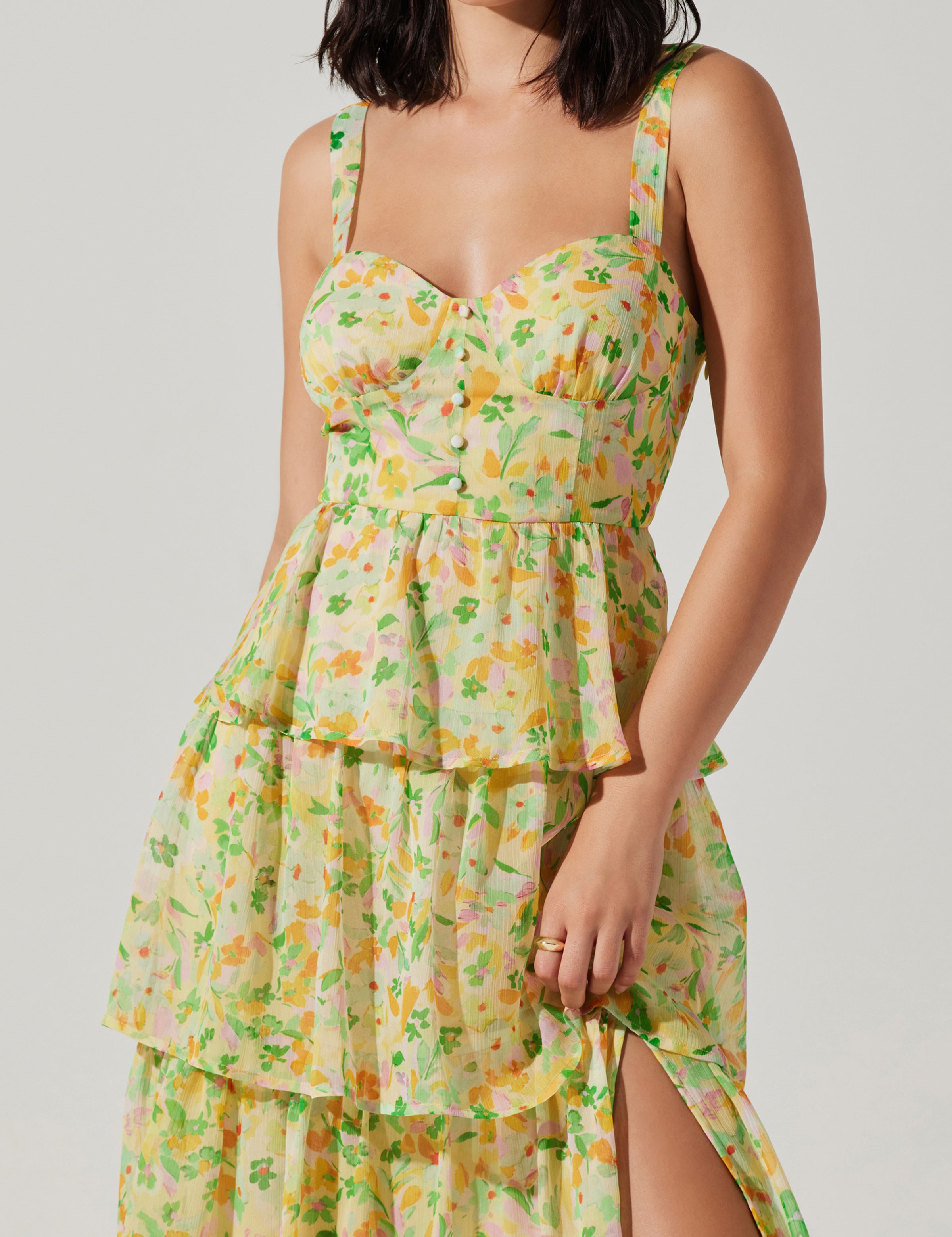 Midsummer Tiered Dress - Yellow Green Multi [ASTR]