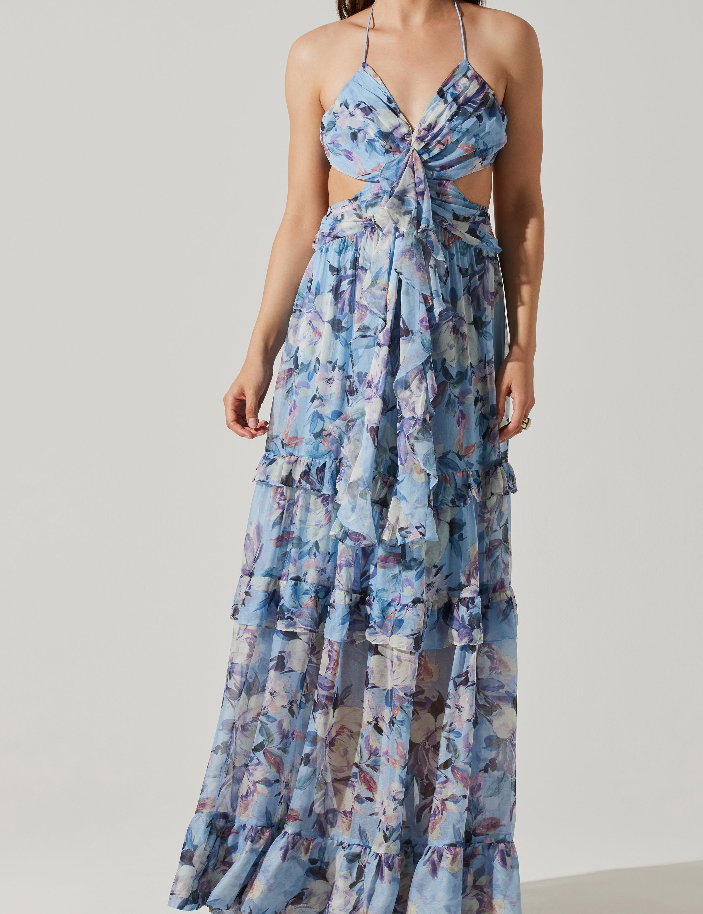 Kitsune Tie Back Dress- Blue Floral [ASTR]