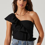 Malena One Shoulder Bodysuit Black