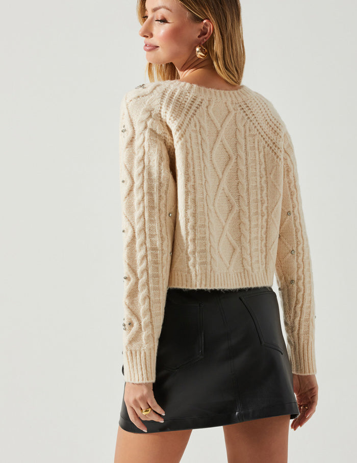 Madison Cable Knit Sweater Cream