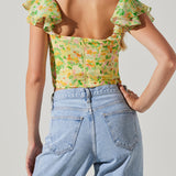 Corazon Floral Corset Top Yellow Green Multi