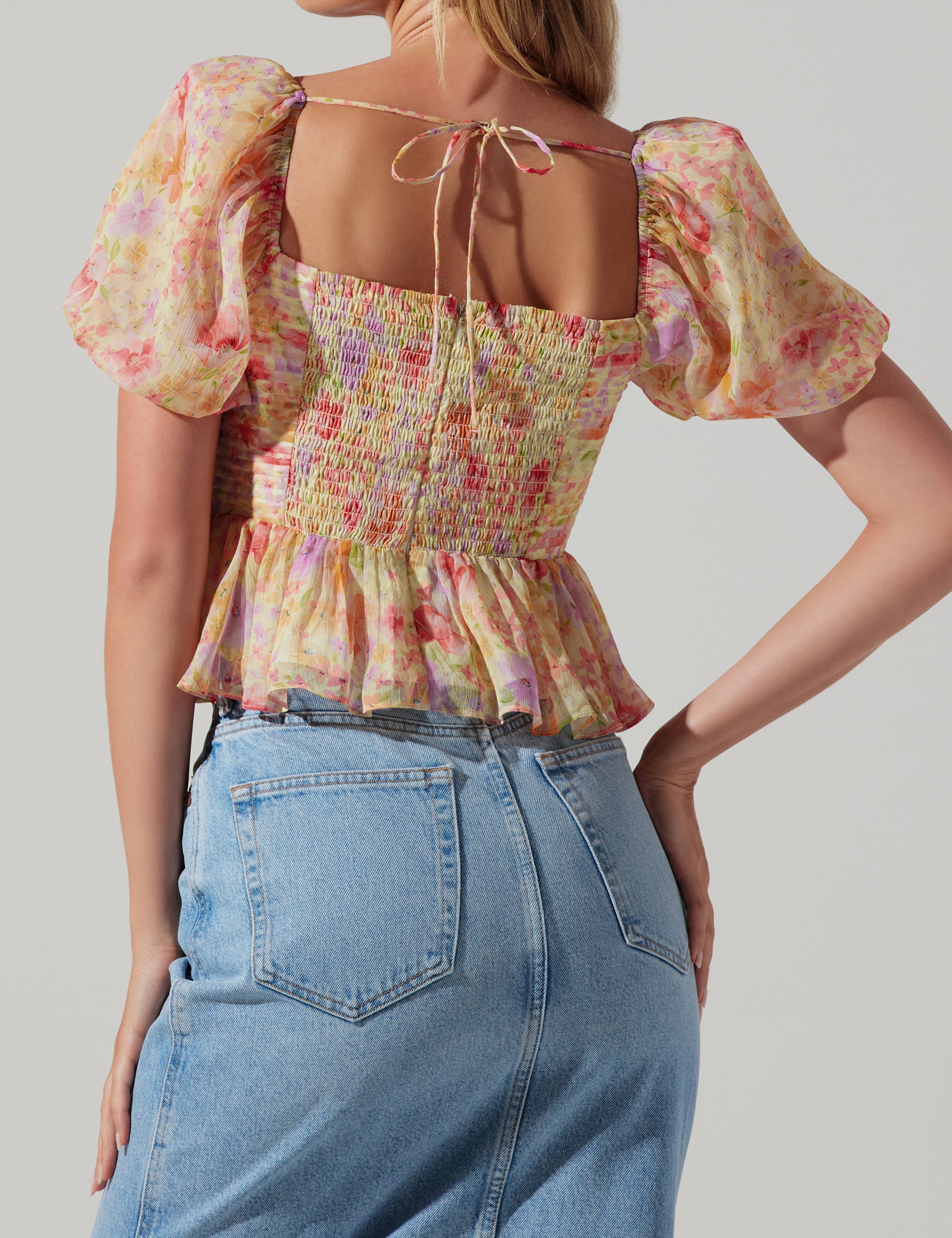 Arlet Top Yellow Multi Floral