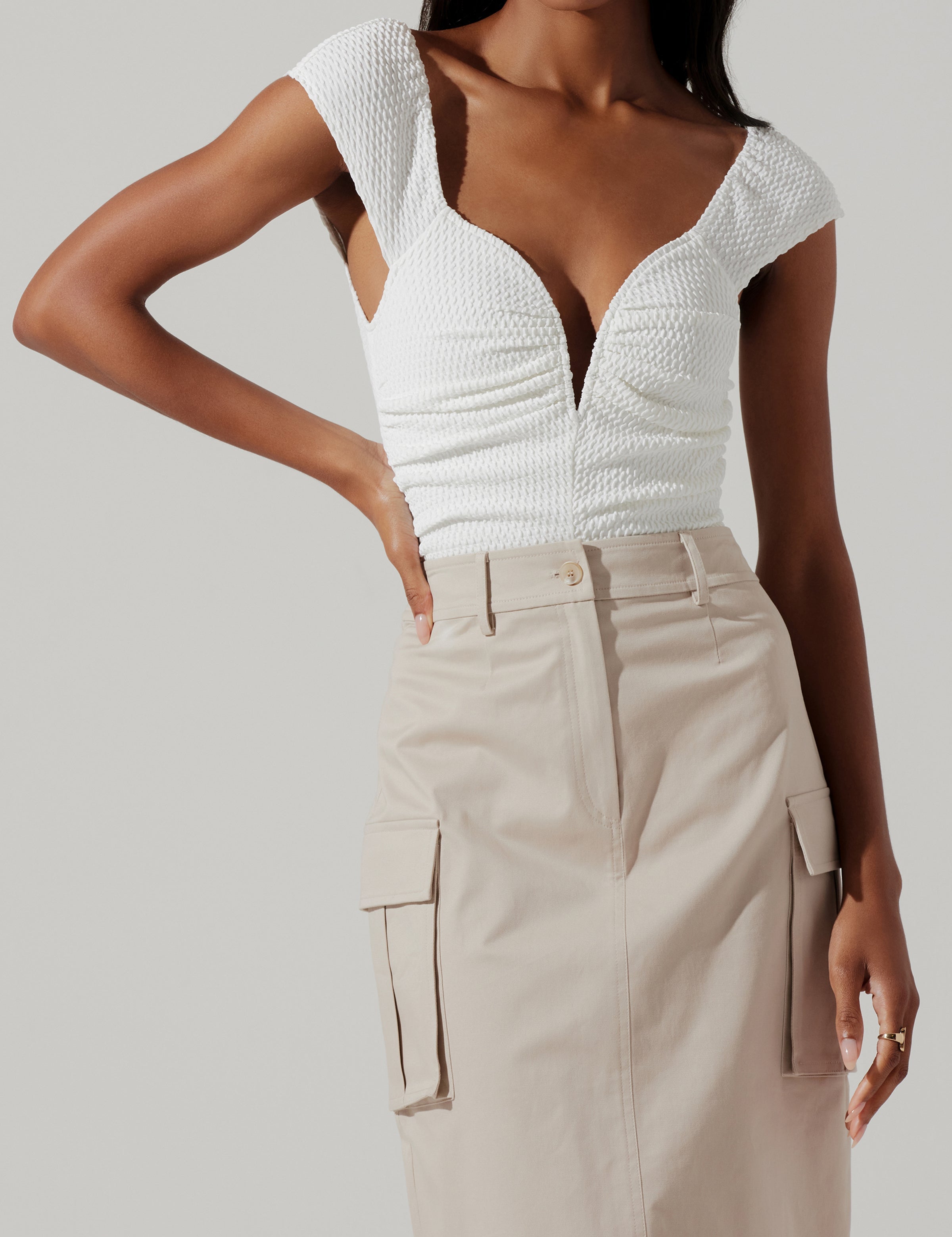 Ninette V Neck Bodysuit White