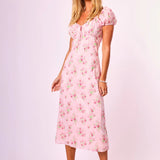 Preorder Daphne Floral Midi Dress - Pink Floral [Amy Jane London]