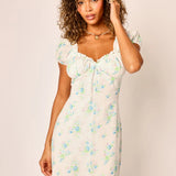 Preorder Daphne Floral Midi Dress - White & Blue Floral [Amy Jane London]