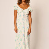 Preorder Daphne Floral Midi Dress - White & Blue Floral [Amy Jane London]