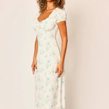 Preorder Daphne Floral Midi Dress - White & Blue Floral [Amy Jane London]