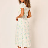 Preorder Daphne Floral Midi Dress - White & Blue Floral [Amy Jane London]