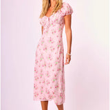 Preorder Daphne Floral Midi Dress - Pink Floral [Amy Jane London]