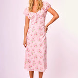 Preorder Daphne Floral Midi Dress - Pink Floral [Amy Jane London]