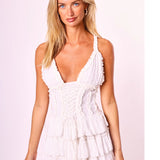 Preorder Iris Ruffle Mini Dress - White  [Amy Jane London]