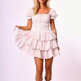 Preorder Rosa Floral Mini Dress - Pink Rosebud Gingham [Amy Jane London]