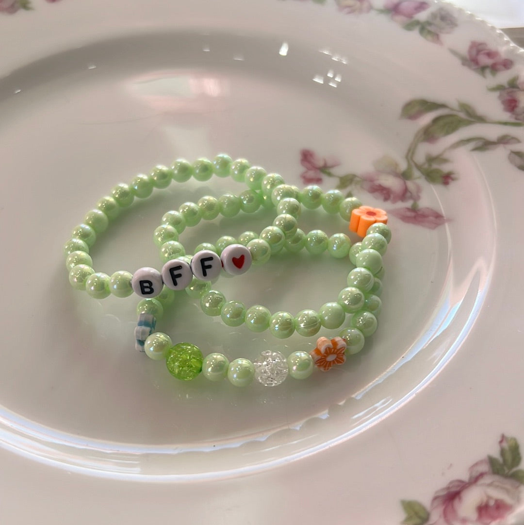 Beaded BFF Bracelet Set Light Green