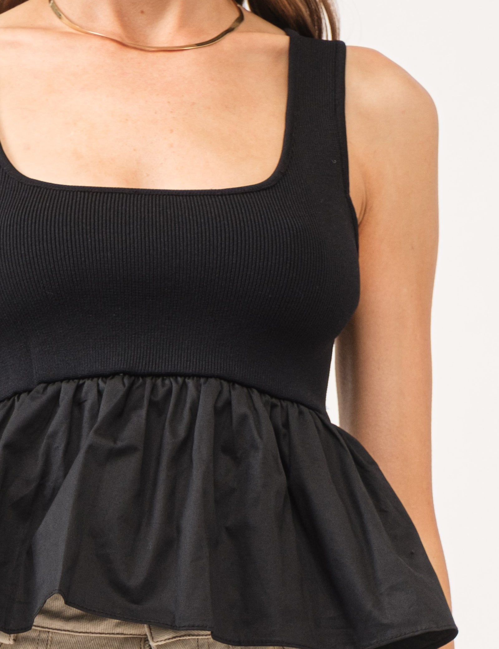 Ellison Knit Peplum Tank Top Black