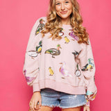 Scattered Duck Sweatshirt - Light Pink [Queen of Sparkles]