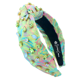 Floral Crystal Headband Bright Green with Pink and Blue [Brianna Cannon]