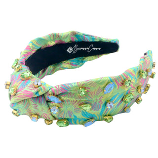 Floral Crystal Headband Bright Green with Pink and Blue [Brianna Cannon]