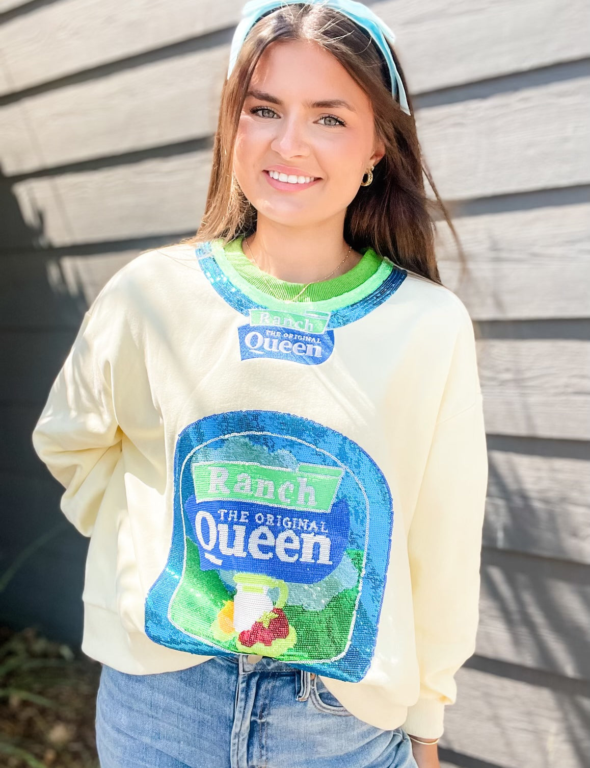 Queen of Ranch Sweatshirt - Beige [Queen of Sparkles]