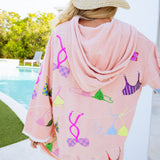 Hanging Swimsuits Hooded Terry Cloth Coverup Peach Queen of Sparkles