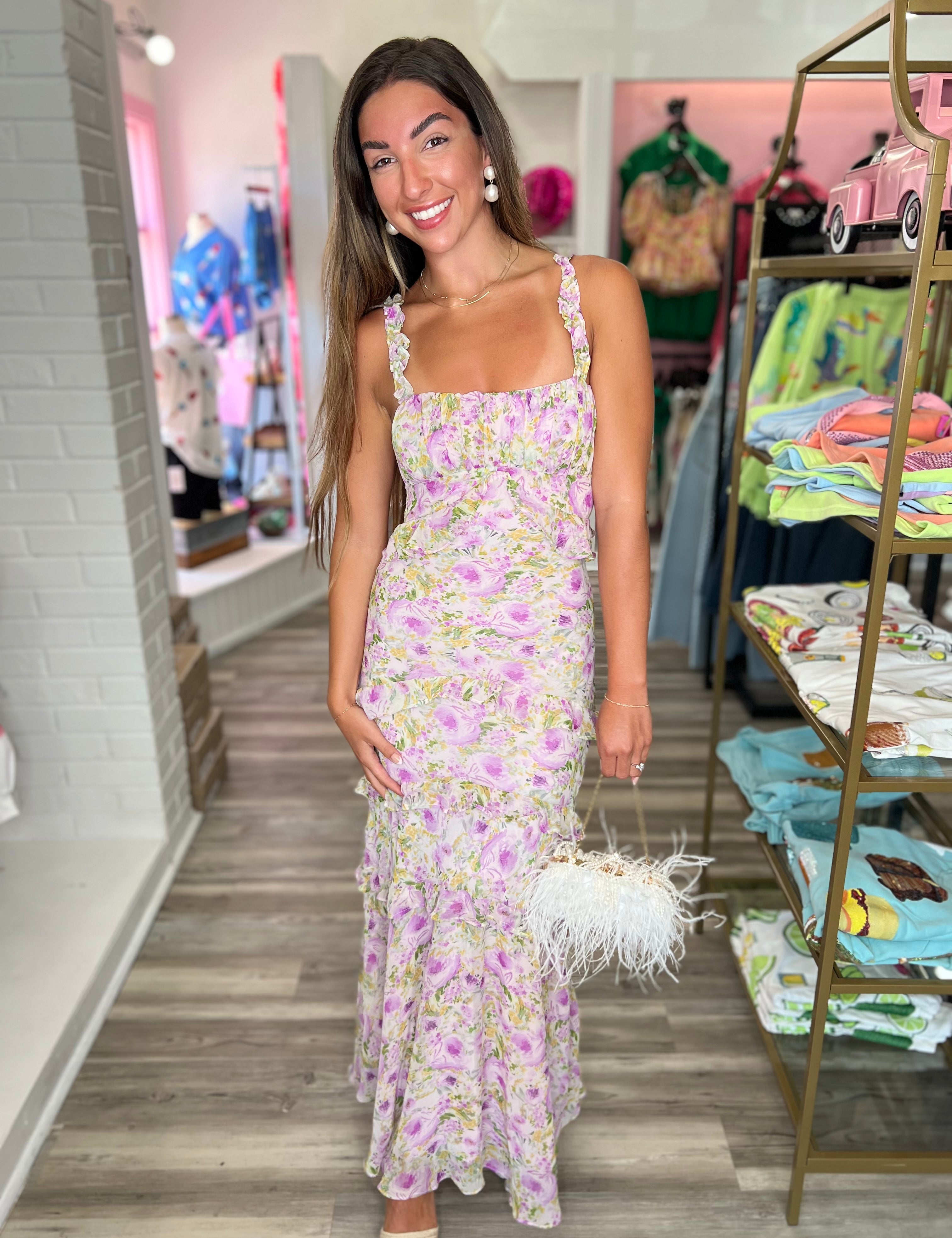 Olina Floral Maxi Dress - Purple Floral [ASTR]