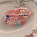 Beaded BFF Bracelet Set Light Pink