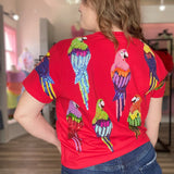 Scattered Parrot Tee Red Queen of Sparkles