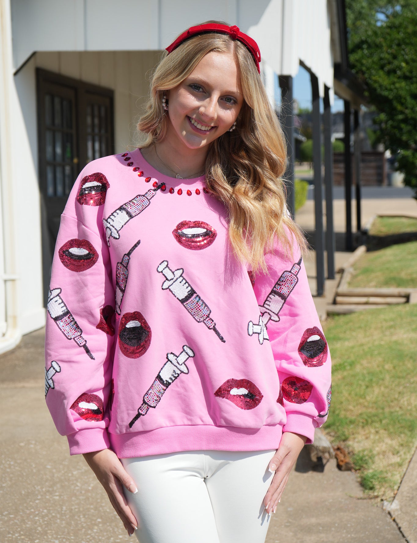 Lip & Syringe Sweatshirt - Pink [Queen of Sparkles]