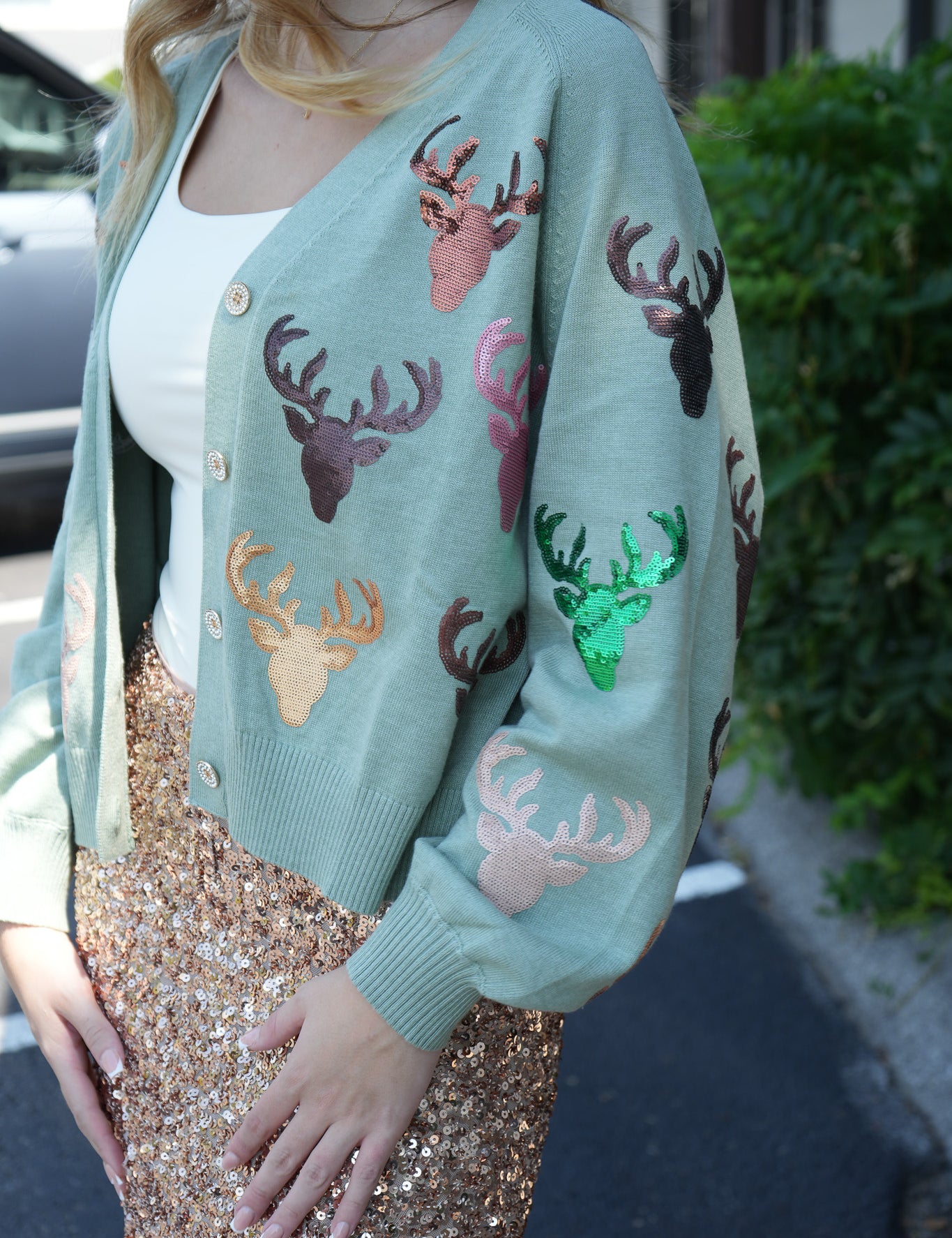 Scattered Deer Cardigan - Mint [Queen of Sparkles]