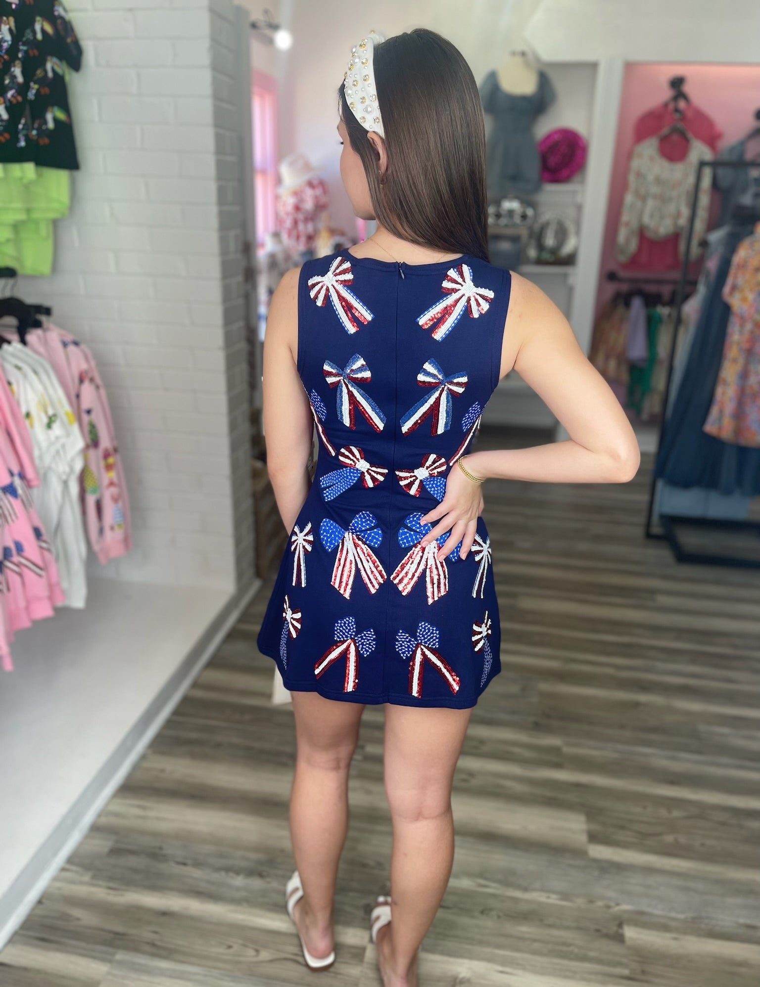 Red, White & Blue Bow Tank Dress - Navy [Queen of Sparkles]