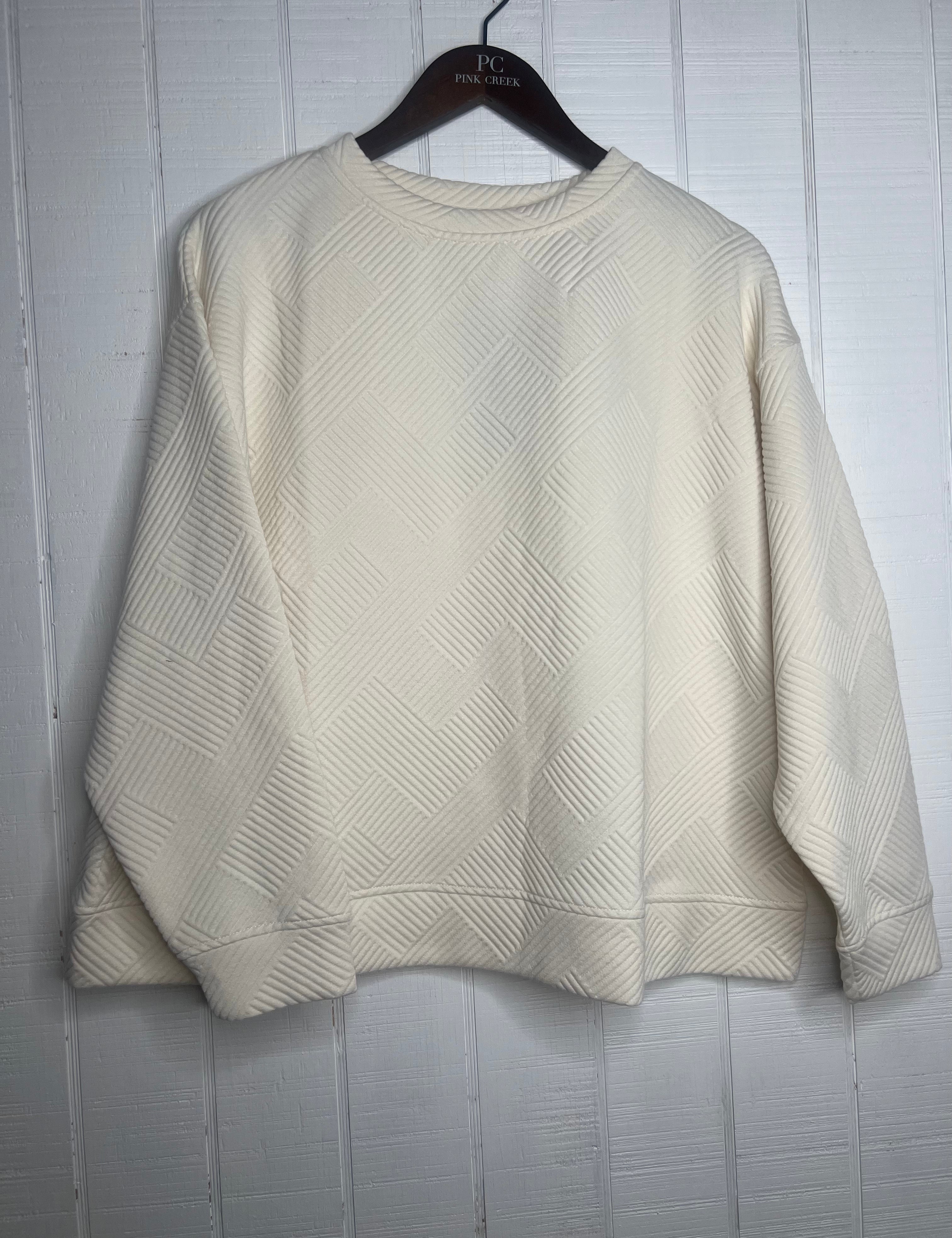 Brinley Textured Cropped Crewneck Cream