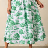 Thena Belted Midi Skirt - Eden Green Toile [Prosperina]