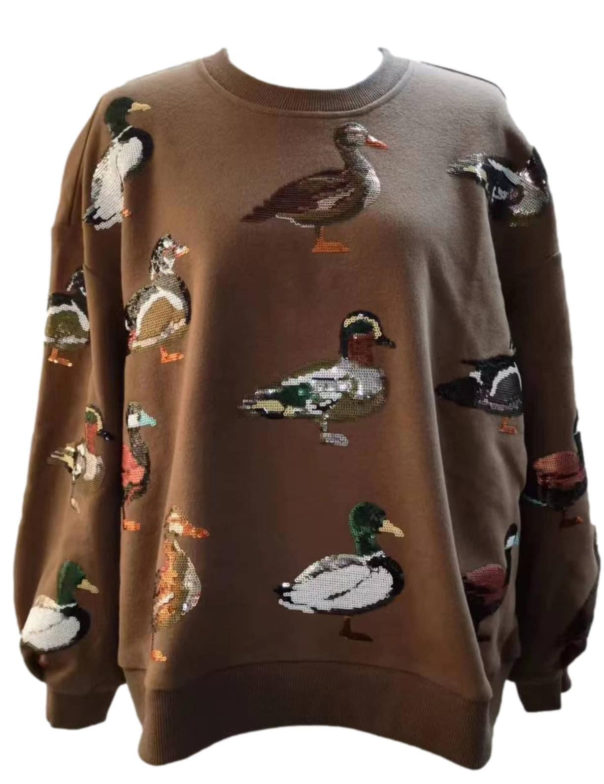 Scattered Duck Sweatshirt - Brown [Queen of Sparkles]