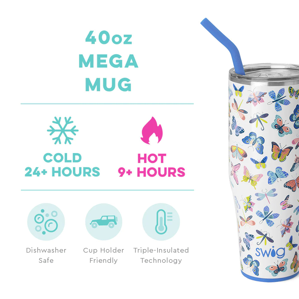 Butterfly Bliss Mega Mug Tumbler with Straw (40oz)