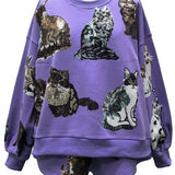 Scattered Cat Sweatshirt - Purple [Queen of Sparkles]