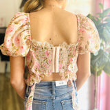 Emmaline Corset Top - Yellow Multi [For Love and Lemons]