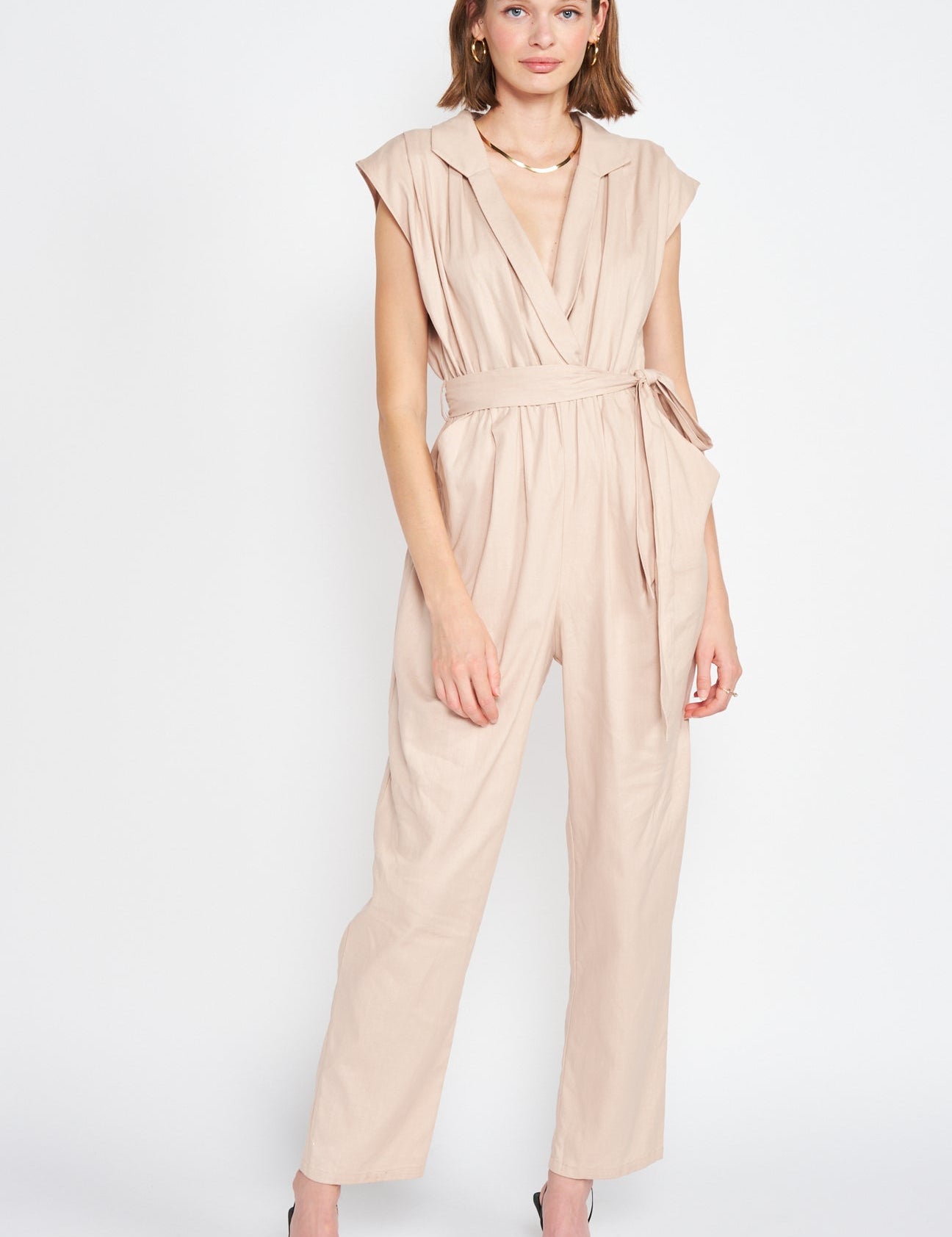 Linen Blend Jumpsuit Natural