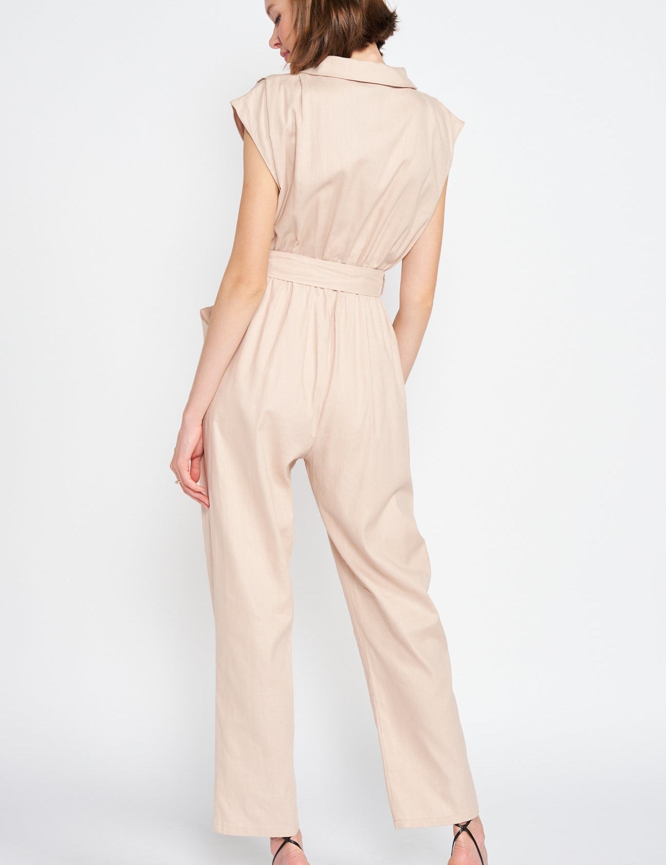 Linen Blend Jumpsuit Natural