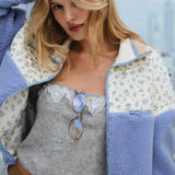 Saide Floral Fleece Jacket - Blue [For Love and Lemons]