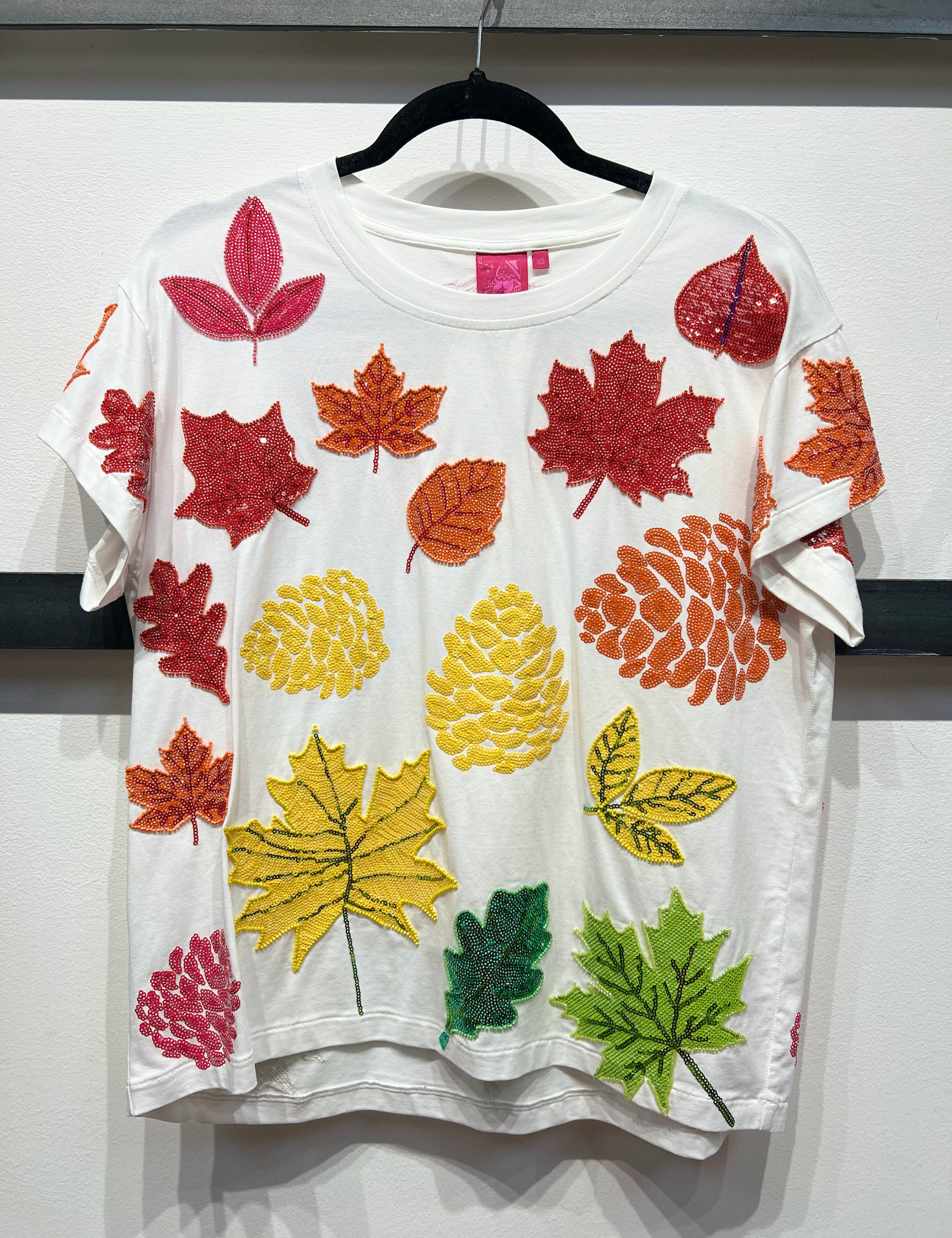 Fall Leaves Tee - White [Queen of Sparkles]