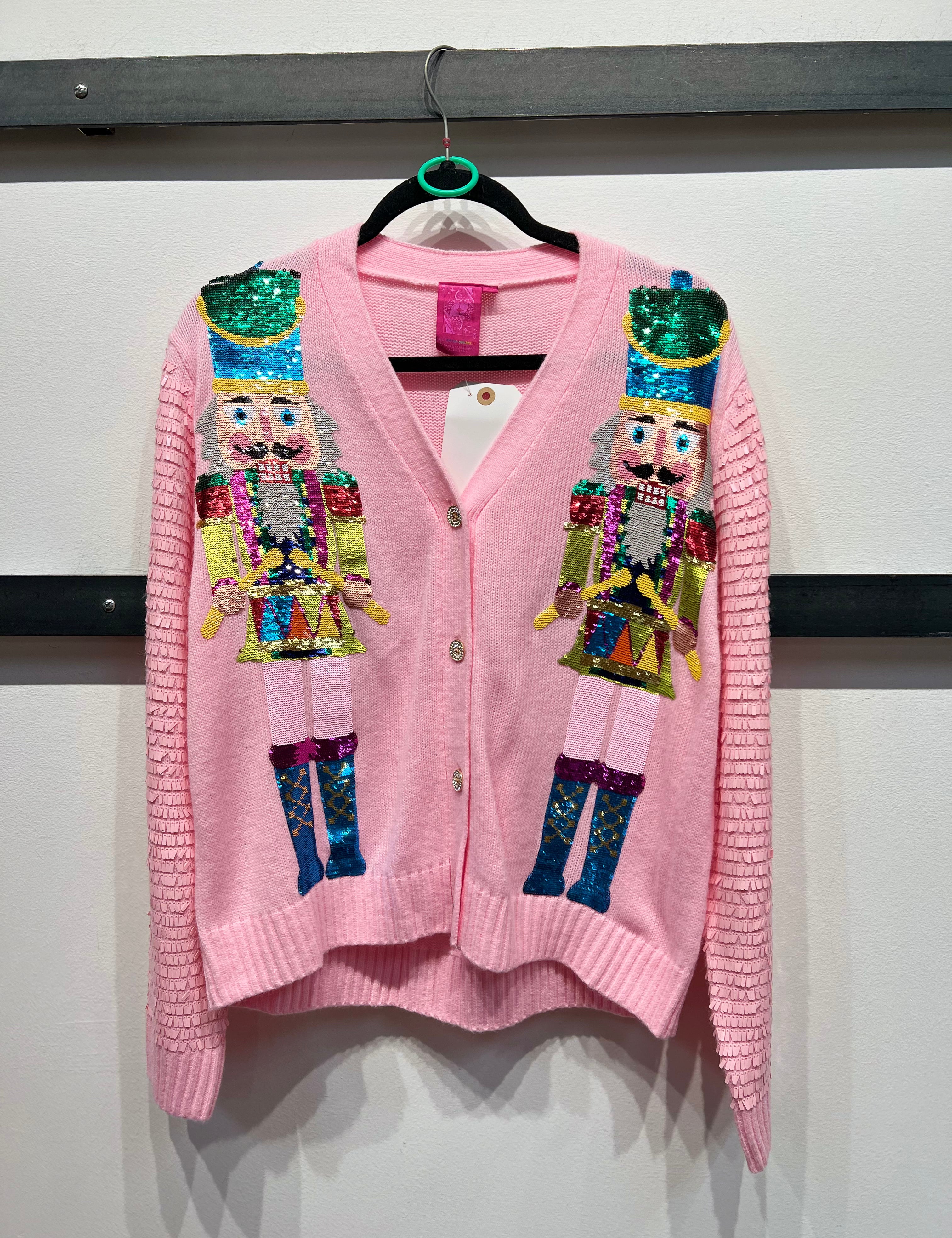 Shard Sequin Sleeve Nutcracker Cardigan - Pink [Queen of Sparkles]