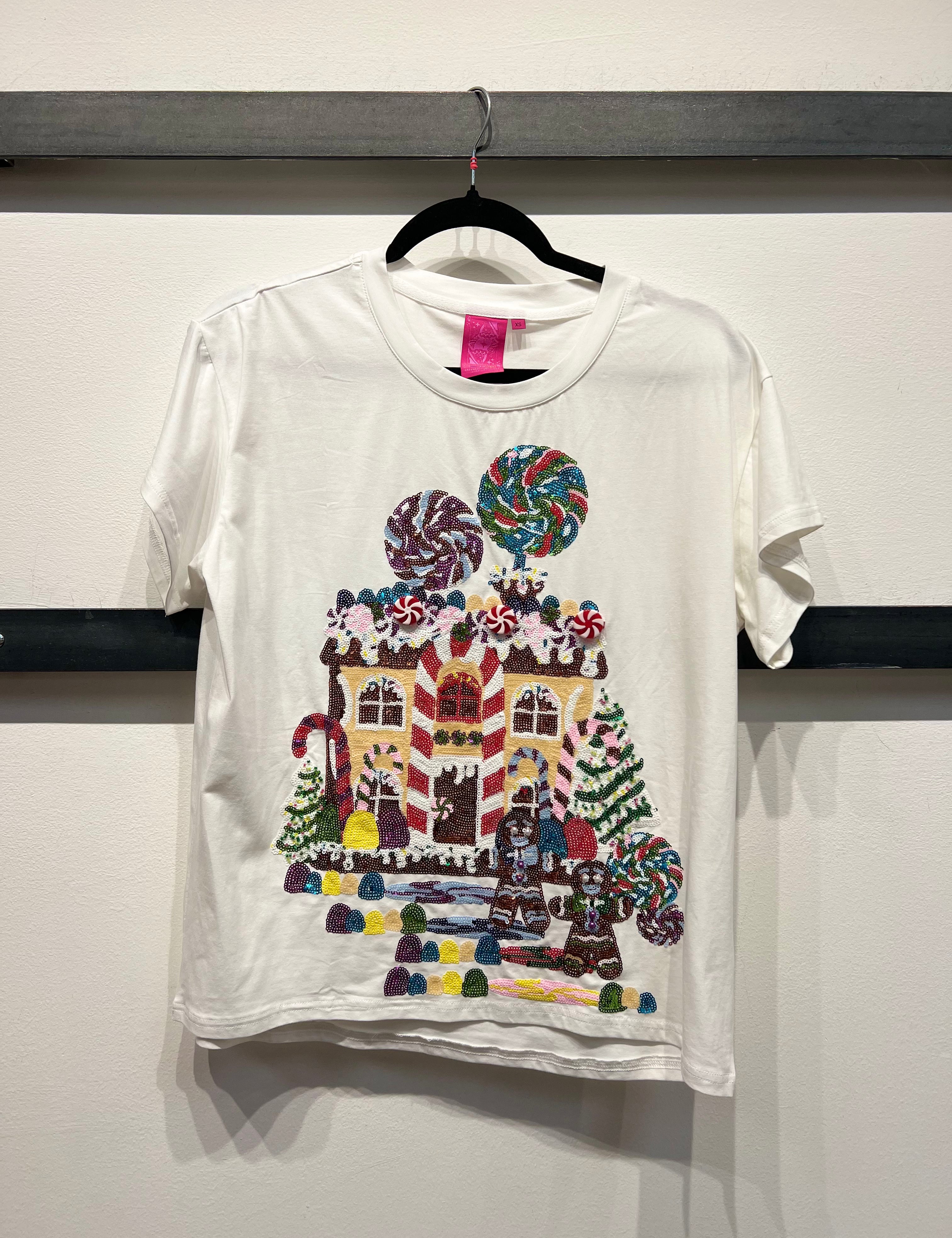 Gingerbread House Scene Tee - White [Queen of Sparkles]