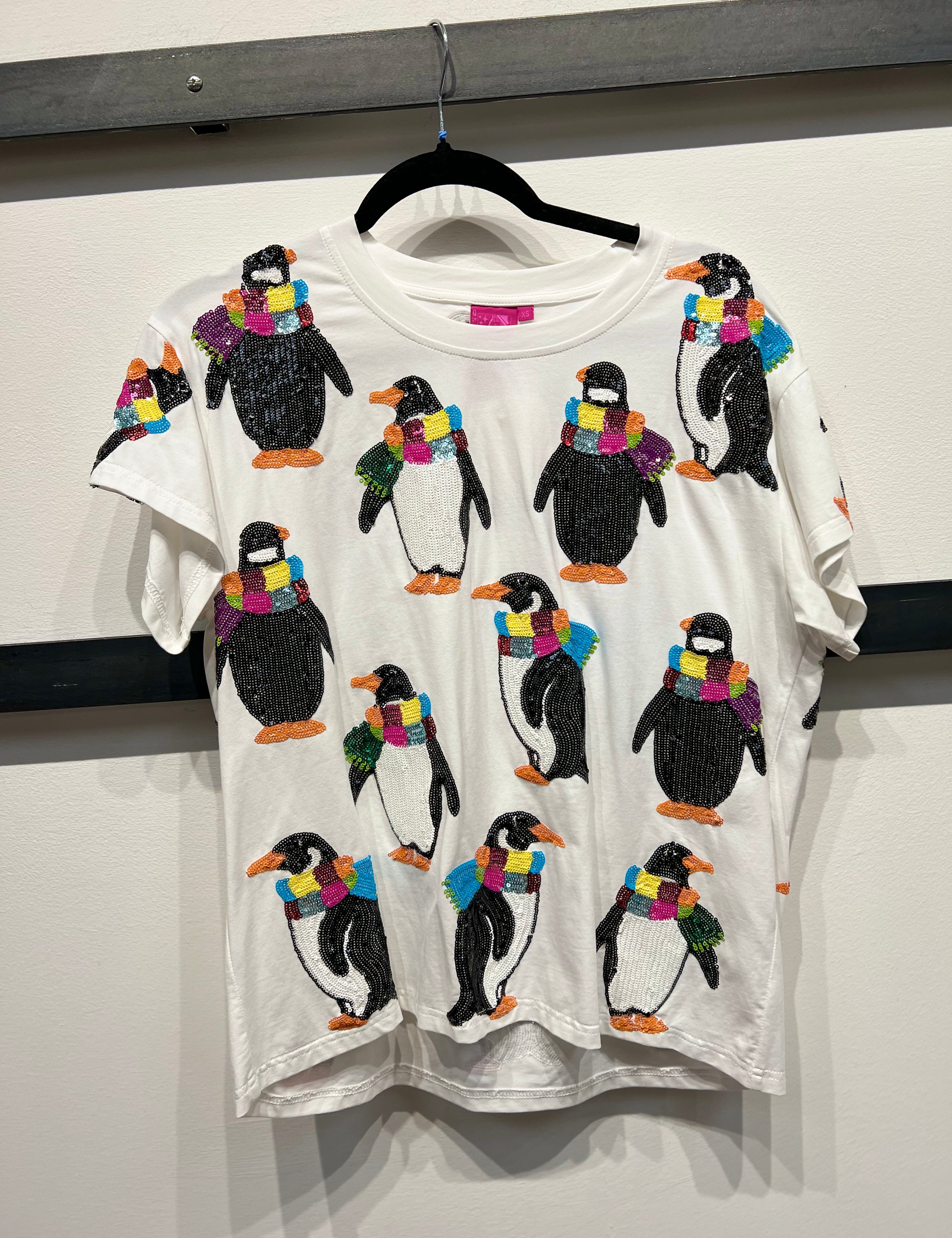 Penguin With Scarf Tee - White [Queen of Sparkles]